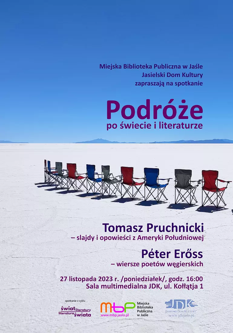  "Podróże po świecie i literaturze" z Tomaszem Pruchnickim i Péterem Erőssem w MBP w Jaśle 